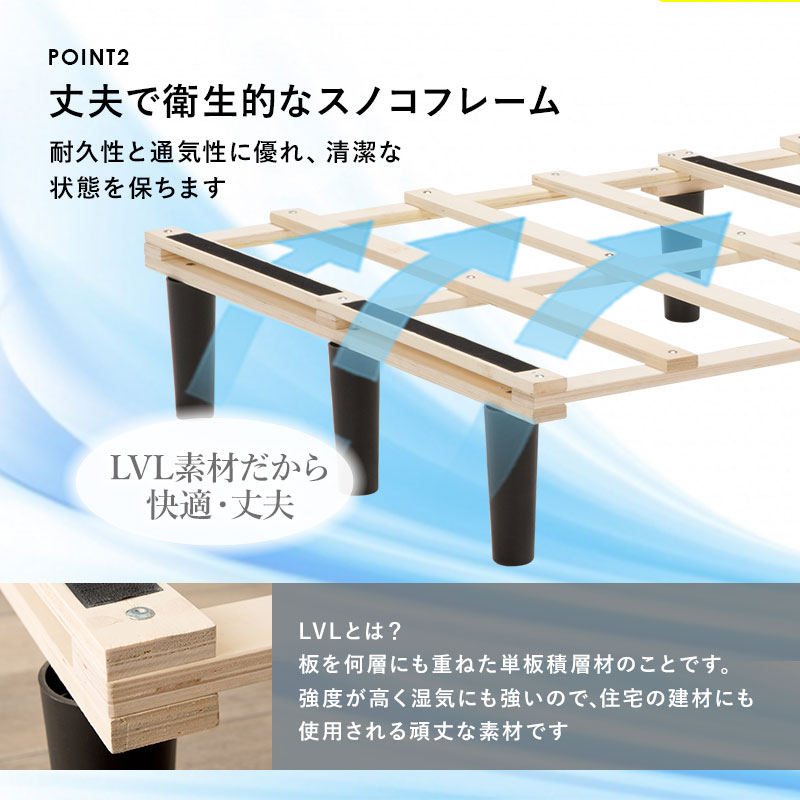 ハートマークショップ】ボンネルコイルマットレス付きすのこベッド 