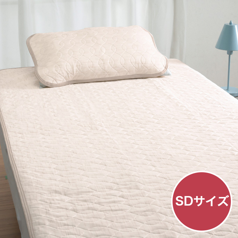 寝返り ひんやり 接触冷感 敷きパッド 吸放湿 麻わた SD セミダブル 120×205cm 四隅ゴム付き 洗える ベージュ 3131-6713 アイスミンEX麻 ROMANCE ロマンス小杉