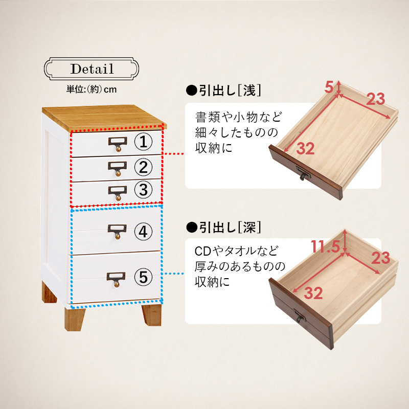 ハートマークショップ】桐製 書類チェスト 5段 ブラウン ・通販サイト