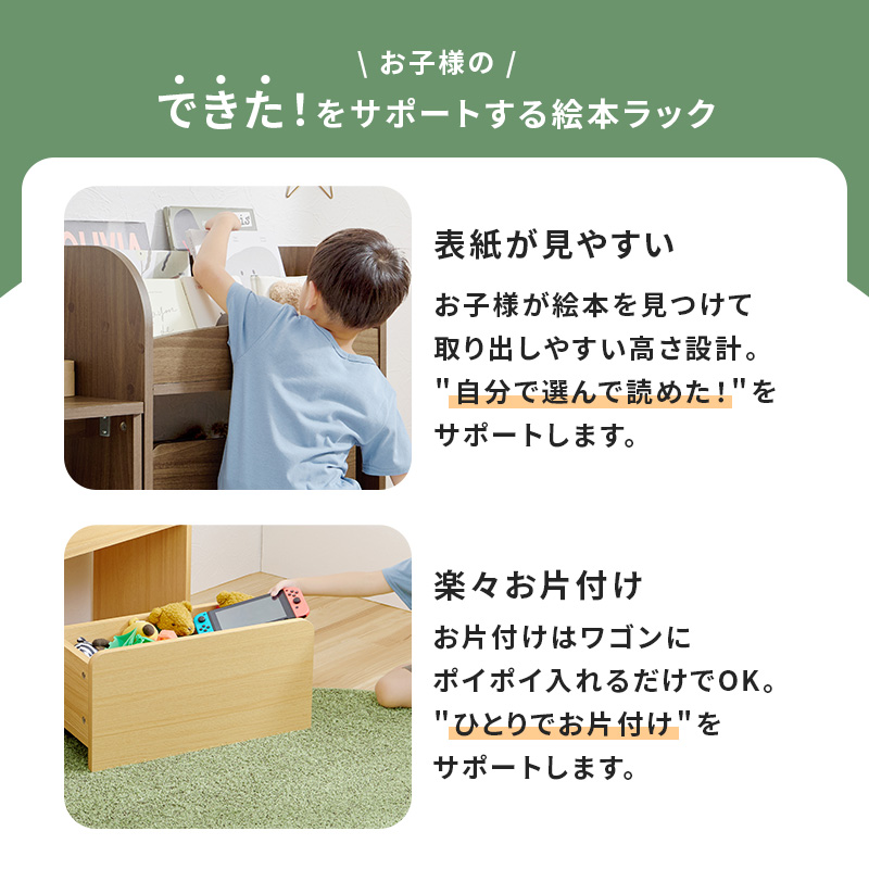 ハートマークショップ】表紙が見やすい 絵本ラック 3点セット ミニ