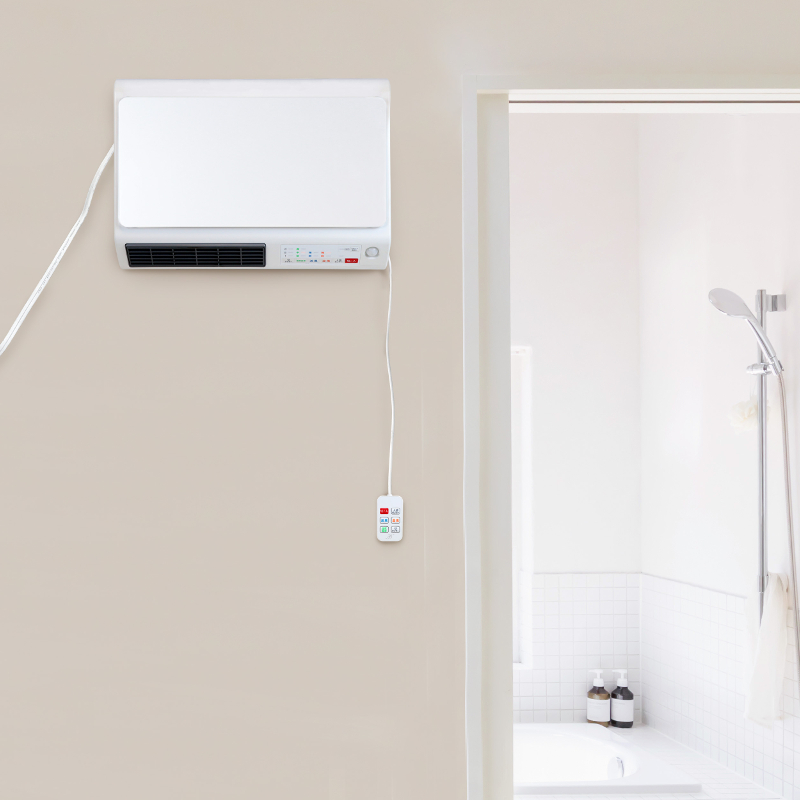 人感センサー搭載 脱衣所ヒーター ワイドスリム 壁掛けタイプ 1200W ワイヤードリモコン 消し忘れ防止3時間自動OFF タイマー機能 温度設定機能付き ホワイト DWC-J120M ZEPEAL ゼピール