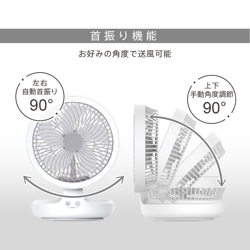 扇風機　卓上　壁掛け　LEDライト付き　USB充電　DCモーター