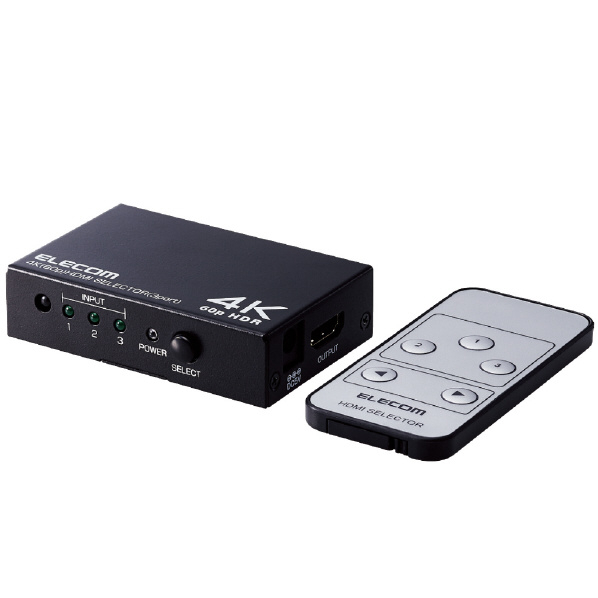 【ELECOM/エレコム】HDMI切替器 3ポート 専用リモコン付き DH-SW4KP31BK