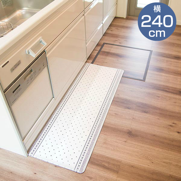 ハートマークショップ】拭ける！ 北欧風キッチンマット 45×240cm ベルベル 撥水効果 お洗濯不要 お手入れ簡単 オカトー ・通販サイト