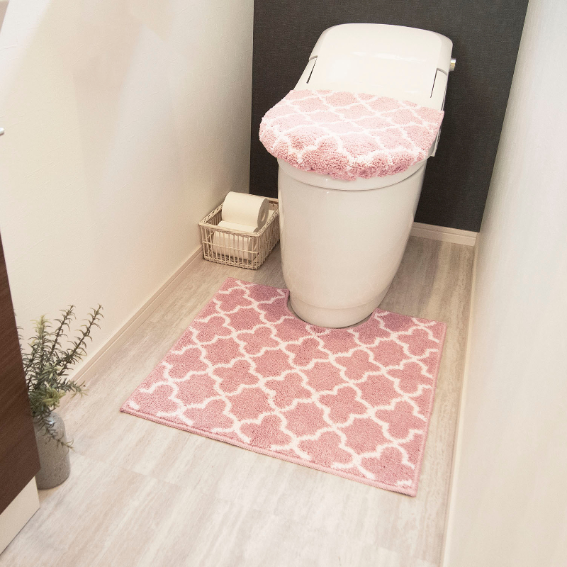 ハートマークショップ】モロッカン トイレマット 60cm×60cm ピンク