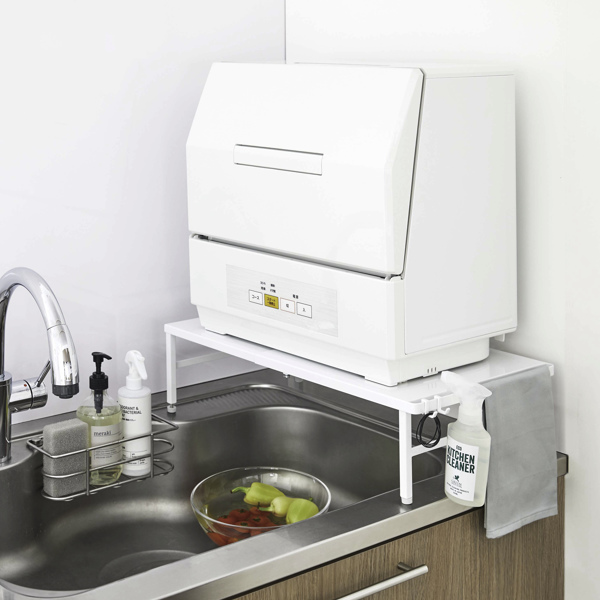 伸縮式 食洗機ラック 食洗機台 食洗機置き台 ホワイト 5181 簡単組立式