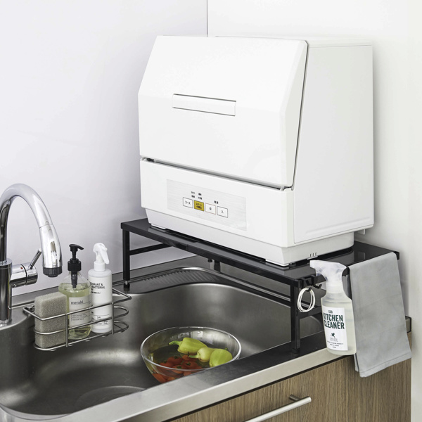 伸縮式 食洗機ラック 食洗機台 食洗機置き台 ブラック 5182 簡単組立式