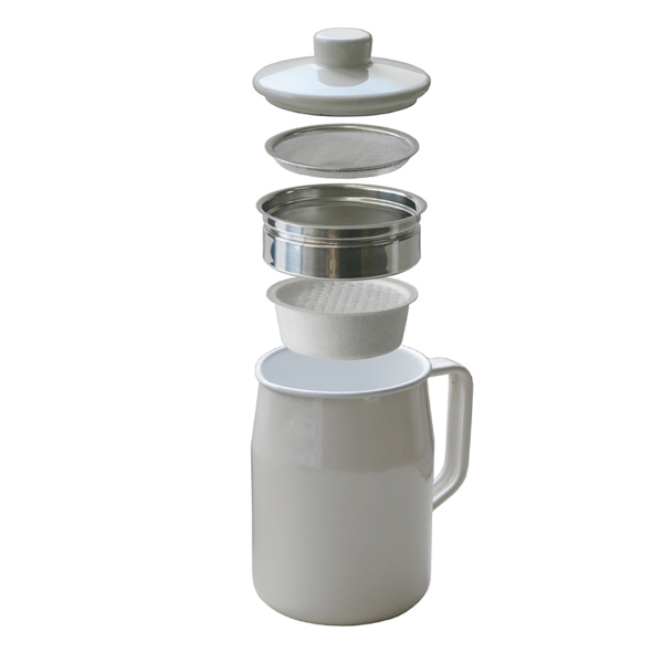 オイルポット リークプルーフデザイン*6 琺瑯製八角オイルポット（活性炭カートリッジ式）｜くらしと生協