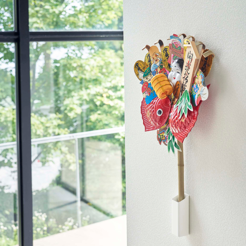 熊手 ハートマークショップ】壁掛け 熊手&福笹ホルダー ホワイト