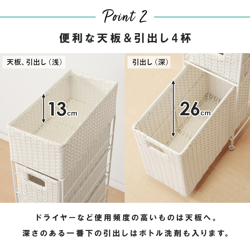 ハートマークショップ】ランドリーチェスト スリム 幅20.5cm 引き出し4