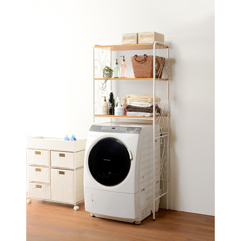 ランドリーラック/洗濯用品 【ホワイト 引出し5杯】 幅70.5cm Amazon.co.jp : 天馬 洗濯機に合わせて幅・棚の位置を調節できる