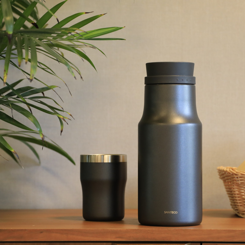360度どこからでも注げる 卓上ポット 1.2L MOLLEポット 真空断熱 ステンレス 2層構造 保温 保冷 グラファイトグレー SANTECO CB JAPAN シービージャパン