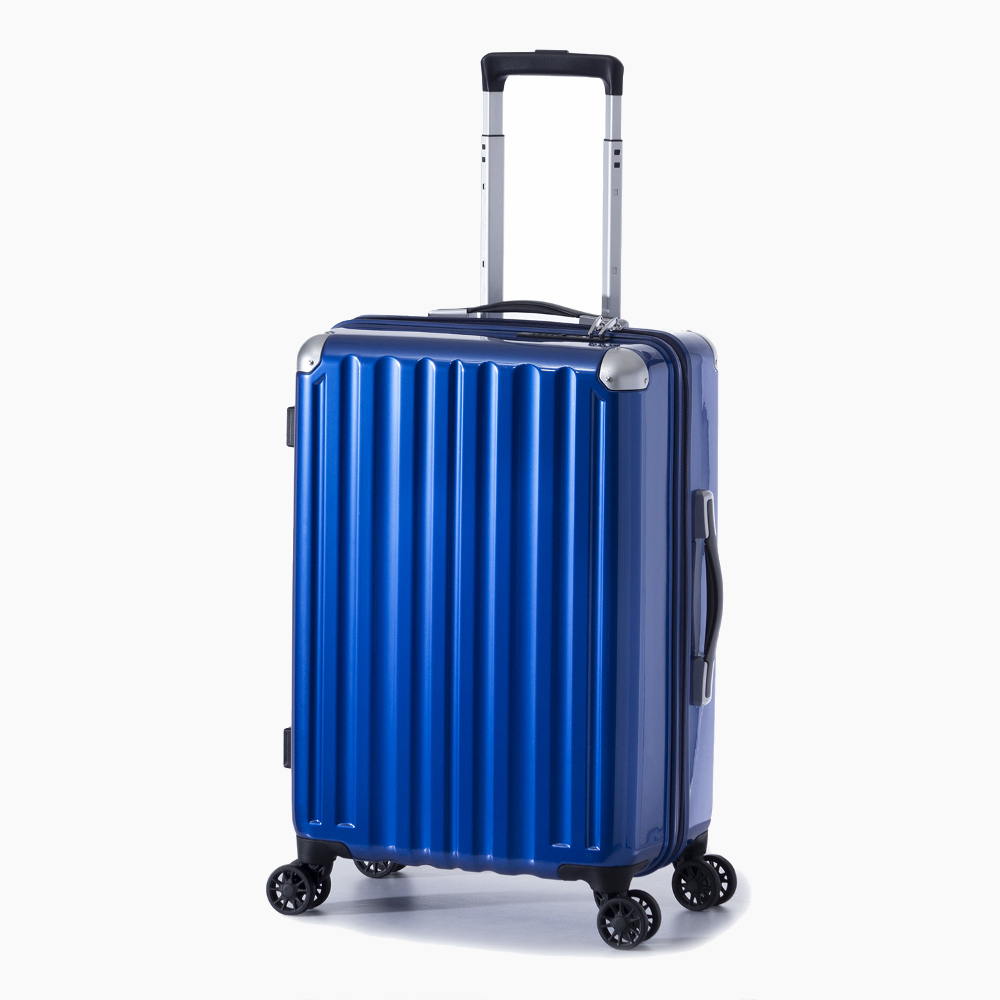 【アジア・ラゲージ】ハードキャリーケース 機内持ち込み可能サイズ 31L 2～3泊程度の旅行に最適 ブルー ファスナータイプ ダブルホイールキャスター ALI-6008-18