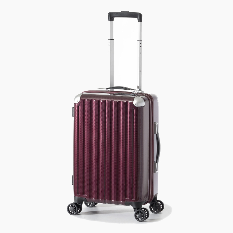 【アジア・ラゲージ】ハードキャリーケース 手荷物預け無料サイズ 47L 3～5泊程度の旅行に最適 カーボンワイン ファスナータイプ ダブルホイールキャスター ALI-6008-22