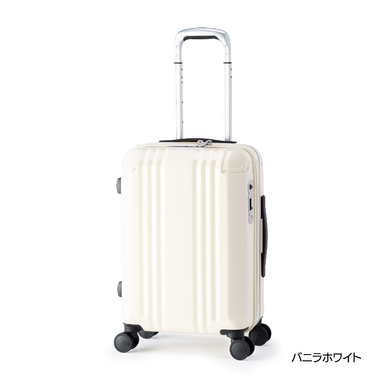 ハードキャリーケース ファスナータイプ 国内線機内持込 Sサイズ 2～3泊程度の旅行に最適 34L+6L バニラホワイト ALI-088-18W デカかるEdge フラッグシップモデル シリーズ最高級モデル アジアラゲージ