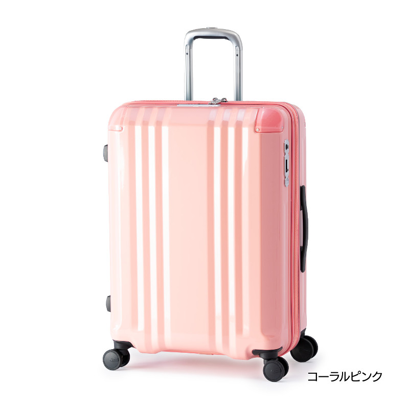 ハードキャリーケース ファスナータイプ 無料受託手荷物 LMサイズ 3～5泊程度の旅行に最適 70L+12L コーラルピンク ALI-088-24W デカかるEdge フラッグシップモデル シリーズ最高級モデル アジアラゲージ