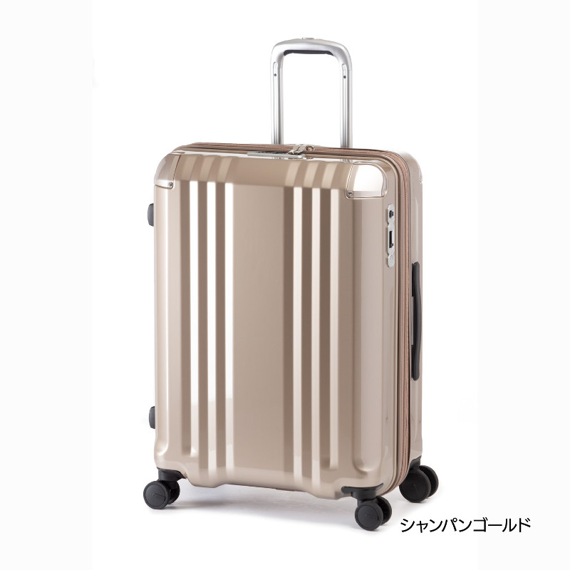 ハードキャリーケース ファスナータイプ 無料受託手荷物 LMサイズ 3～5泊程度の旅行に最適 70L+12L シャンパンゴールド ALI-088-24W デカかるEdge フラッグシップモデル シリーズ最高級モデル アジアラゲージ