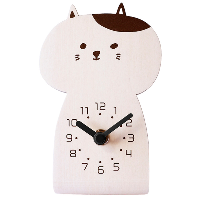 置き時計 chara CATS キャラキャッツ 乾電池式 ホワイト 正統派 タマコ YK20-103 日本製 ヤマト工芸 yamato ねこ 猫 おしゃれ スタンド時計 アナログ ステップ式