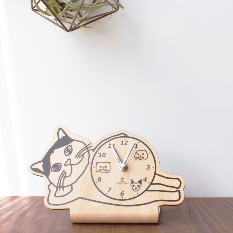 置き時計 stand clock CATS 乾電池式 ブリティッシュショートヘア YK19104 日本製 ヤマト工芸 yamato ねこ 猫 ゆるかわ ゆるキャラ スタンド型 キャッツクロック スタンド時計 アナログ ステップ式