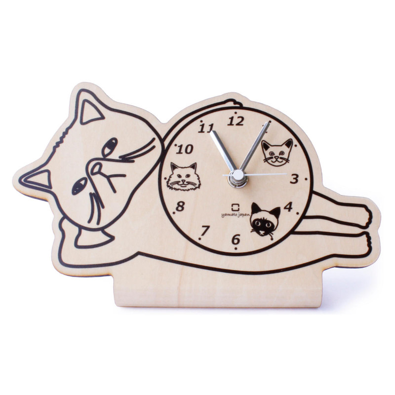 置き時計 stand clock CATS 乾電池式 エキゾチックショートヘア YK19104 日本製 ヤマト工芸 yamato ねこ 猫 ゆるかわ ゆるキャラ スタンド型 キャッツクロック スタンド時計 アナログ ステップ式