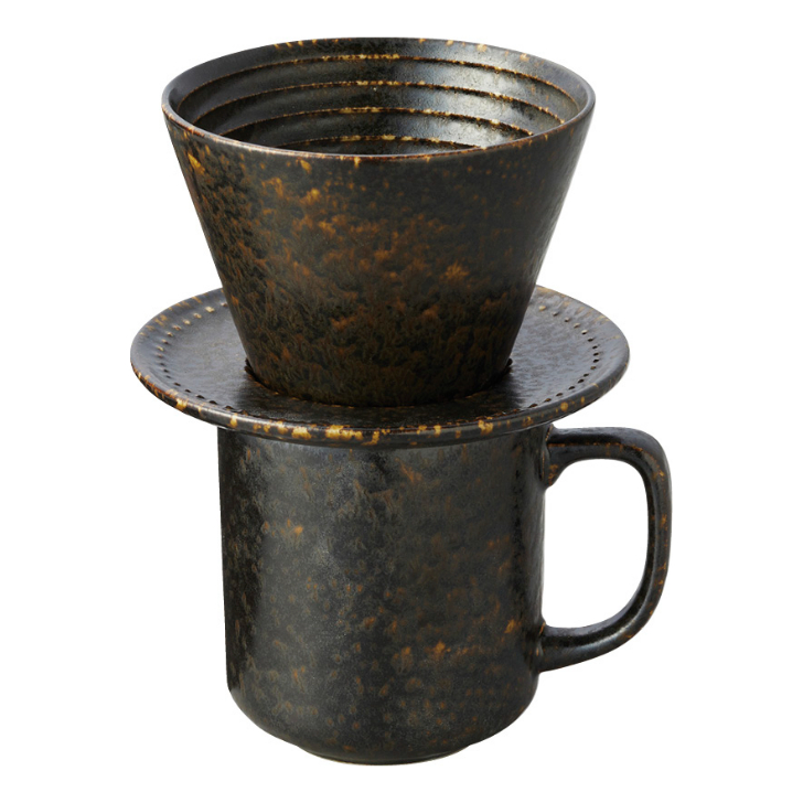 お家でカフェスタイル ストーンドリップコーヒーマグセット 天目 ブラック T6534