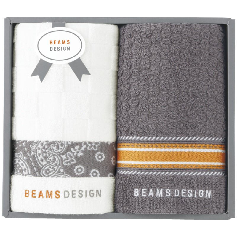 【BEAMS DESIGN】チェッカーバンダナ フェイスタオル2P グレー 51-3139200GY