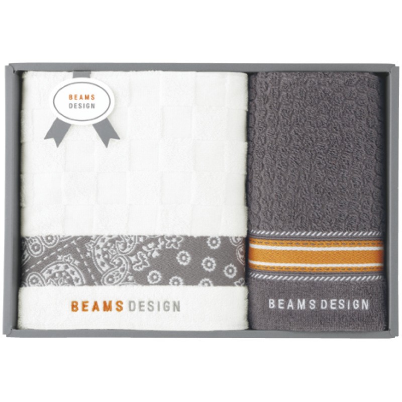 【BEAMS DESIGN】チェッカーバンダナ バスタオル＆フェイスタオル グレー 51-3139400GY