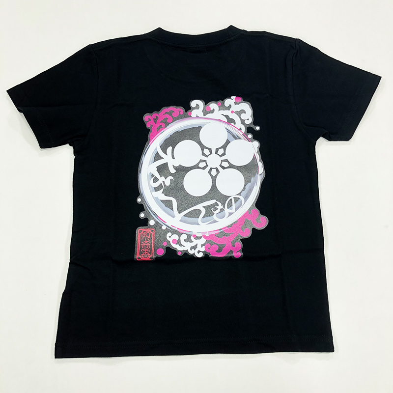 名古屋刀剣ワールド】家紋Tシャツ（子供用）／前田慶次／黒色／150cm