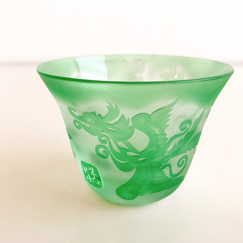 名古屋刀剣ワールド】明智光秀 家紋入りおちょこ／緑色 ・通販サイト