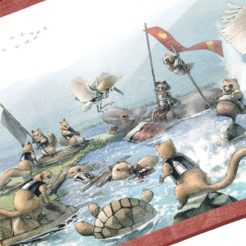 名古屋刀剣ワールド】オリジナルフェイスタオル／動物合戦絵巻 第七紙