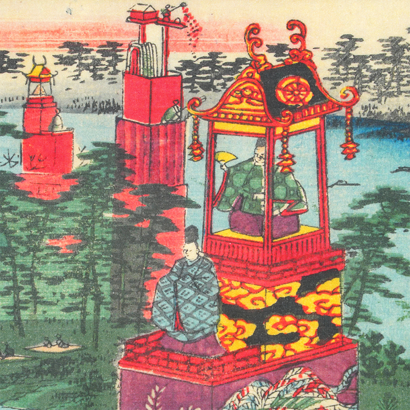 名古屋刀剣ワールド】オリジナル浮世絵ミニ風呂敷／諸国名所百景 尾張