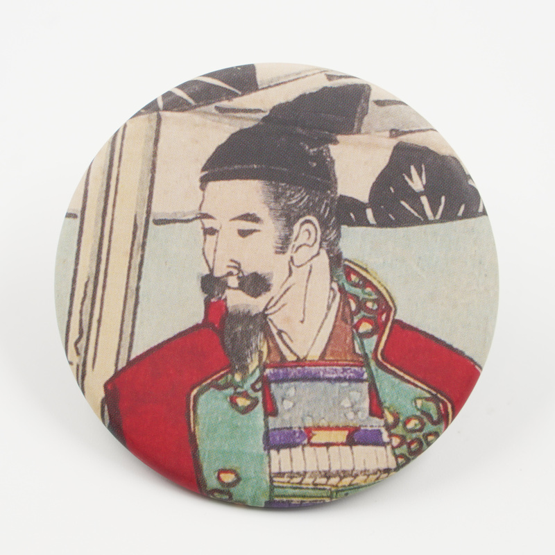 名古屋刀剣ワールド】オリジナル浮世絵缶バッジ／豊臣秀吉（武将