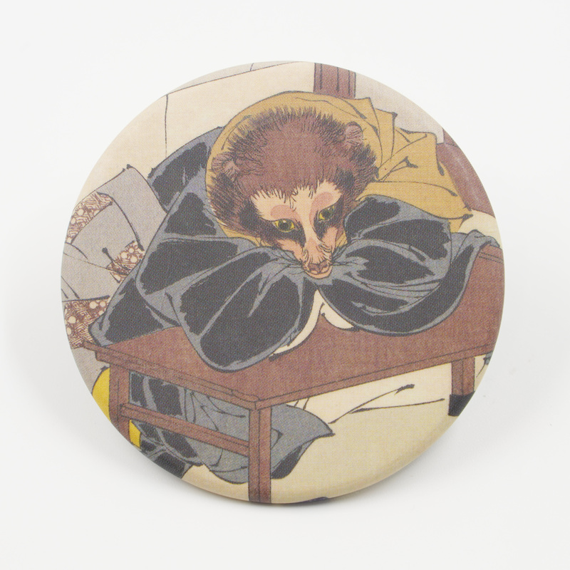 名古屋刀剣ワールド】オリジナル浮世絵缶バッジ／茂林寺の僧 守鶴が