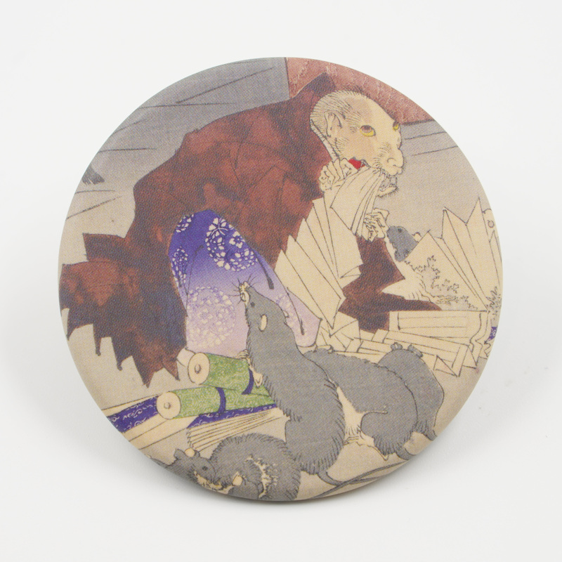 名古屋刀剣ワールド】オリジナル浮世絵缶バッジ／大きな天狗（猿田彦