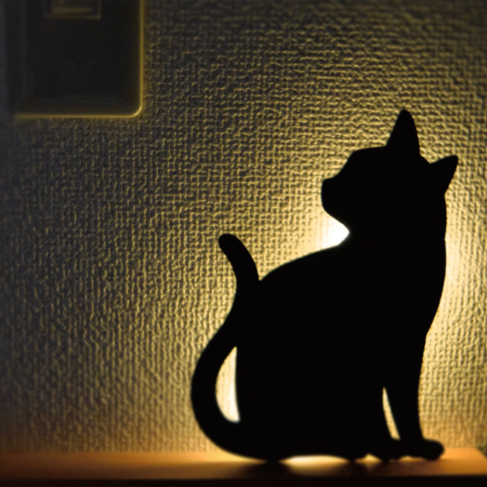 キャットウォールライト(黒猫グッズ,,間接照明,LEDセンサー