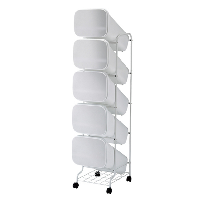 【Smooth/スムース】　プッシュオープンタイプ　分別ダストボックス　5P　メタル　100L（20L×5段）