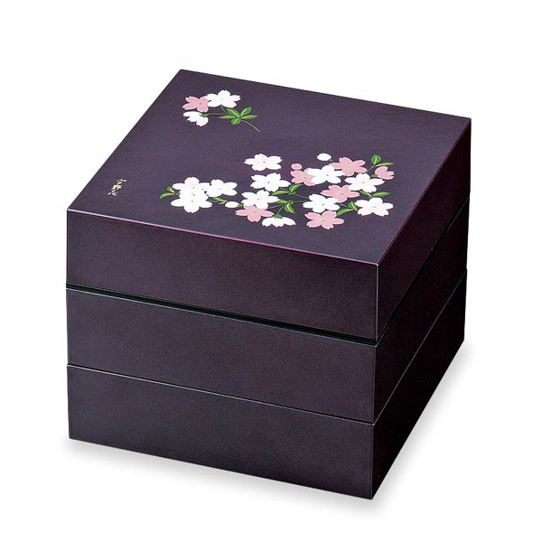 お重・お弁当箱　お弁当箱　宇野千代　オードブル重　3段　あけぼの桜　紫